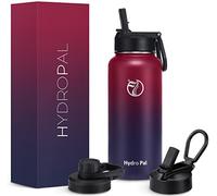 HydroPal 750ml Termo de Acero Inoxidable al Vacío-2 Tapas Con Pajita y Boquilla, 2 Pajitas - Mantiene Bebidas Calientes 12h y Frías 24h, Ideal para Viajes y Trabajo (rojo/negro, 1000ml)