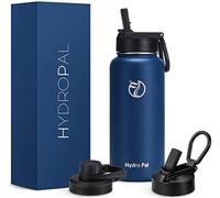 HydroPal 750ml Termo de Acero Inoxidable al Vacío-2 Tapas Con Pajita y Boquilla, 2 Pajitas - Mantiene Bebidas Calientes 12h y Frías 24h, Ideal para Viajes y Trabajo (azul cobalto, 1000ml)