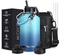 Hydropal Botella Agua Acero Inoxidable - Botella Termica de 500ml 750 ml 1 L 1,2 L 1,9L con Pajita y 2 Tapas - Termo de Doble Pared Sin BPA - Boca Ancha a Prueba de Fugas - Para Lavavajillas