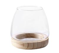 Hydroponic Plant Vase, Fish Tank, Flower Vase Centerpiece, 3.9x3.9x2.7in Decorative Glass Bowl, Glass Clear Vase Fish Tank with Wooden Base for Wedding Event Home Decor