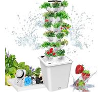 Hydroponics Growing System - Maceta inteligente de jardín con 30 cápsulas, kit de jardín de hierbas para interiores con bomba hidratante y adaptador, incluye macetas de red