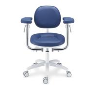 HYDTGZ B4, Silla Dental Taburetes de Dentista Silla de Asistente Dental con Respaldo Reposabrazos Giratorio Silla Móvil de Cuero de Microfibra Taburete de Médico Ajuste de Altura