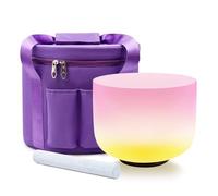 Hye-eun Cuenco de cristal de 432 Hz, 25,4 cm, para meditación, chakras, plexo solar, para yoga, curación, sonido, vibración, equilibrio, alivio del estrés, reiki, relajación (arcoíris rosa y amarillo)