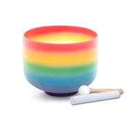 Hye-eun Cuenco de cristal de 528 Hz de 8 pulgadas, nota C, arco iris, cuarzo, chakras, meditación, sonido sintonizado, instrumento musical para atención espiritual, alivio del estrés