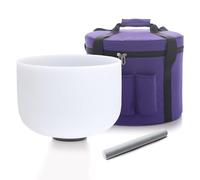 Hye-eun Cuenco de cristal esmerilado de 12 pulgadas, 432 Hz, con sonido de chakra raíz, con funda de transporte púrpura resistente y palo de gamuza incluido para curación de sonido de yoga