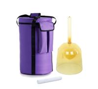 Hye-eun Cuenco de cuarzo transparente con mango de color té de 6 pulgadas, cuencos de canto de cristal claro cósmico dorado de mano para curación de sonido con funda de transporte y un palo de gamuza
