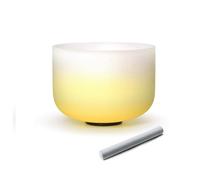 Hye-eun Cuenco tibetano de cristal de cuarzo amarillo degradado, 432 Hz, 25,4 cm, 432 Hz, chakra del plexo solar, para yoga, curación, sonido, energía, equilibrio de vibración