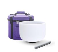 Hye-eun Cuenco tibetano de cristal esmerilado E Note de 12 pulgadas, 432 Hz, chakra del plexo solar con palo de gamuza para yoga, curación de sonido, con funda de transporte