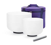 Hye-eun Juego de 2 cuencos de cristal de 432 Hz afinados para chakras, 20.3 cm F 25.4 cm C con funda de transporte, sanación de sonido, baño, mantener el equilibrio, terapia, meditación y yoga