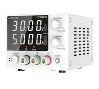 HYELEC Fuente de alimentación de CC variable, 0-30 V 0-5 A, fuente de alimentación de banco con perilla de codificador, visualización LED de 4 dígitos, calibración digital, carga USB y tipo C