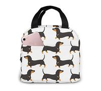 HYEPNED Bolsas de almuerzo para hombres y mujeres, diseño de perro salchicha, sin costuras, aisladas, duraderas, bolsa de almuerzo para el trabajo, escuela, picnic, viajes, playa
