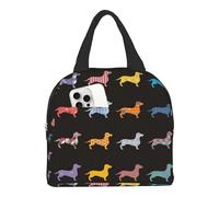 HYEPNED Dachshund - Lonchera aislada para mujer, lonchera reutilizable con bolsillo frontal, a prueba de fugas, para oficina, picnic, viajes