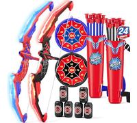 HYES 2 Pack Arco y Flechas para Niños, Juguetes de Tiro con Arco con Flechas de Ventosa, Objetivos Colgantes, Soporte de Flecha, Juguete Niños niñas Interior Exterior