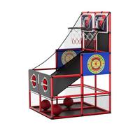 HYES 3 en 1 Doble Tiro Baloncesto Arcade Juego con 2 Dardos/Scoreboard electrónico/Luz LED, Baloncesto de Dormitorio para Niños Interior Outdoor, Deportes Juguetes Regalos para Niños Niñas Edad 3-12
