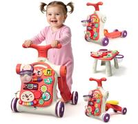 HYES 5 en 1 Andador Bebes, Correpasillos Bebé Andador, Rojo | Centro de Actividades para Learn to walk, sit, and stand, Tablero de Juego Extraíble con música, Regalo para Niños Niñas
