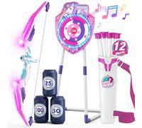 HYES Arco y Flecha para Niños, LED Unicornio Tiro con Arco con Flechas de Ventosa, Objetivo de Resplandor, Objetivos de Puntuación, Regalos Juguetes para Niños Niñas Interior y Exterior