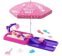 HYES Arenero Niños Exterior con Tapa, Arenero de Excavadora con Sombrilla, Pala de Arena, Juguetes de Playa, Regalos Juegos de Verano para Niños Niñas Infantil 3-5 Interior Exterior, Morado