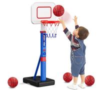 HYES Canasta de Baloncesto Ajustable para Niños de 3 a 5 años, Mini Canasta Interior y Exterior con 4 Pelotas, Juguetes, Regalos para Niños y Niñas (114-139 cm)