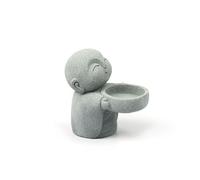 HYFAN Estatua de Buda de piedra arenisca, escultura de monje zen, figura de portavelas azul, adorno de oración, decoración de Feng Shui para buena suerte y riqueza