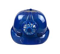 HYFAN Hard Hats Casco de Seguridad ventilado Transpirable con Ventilador Solar y Forro Ajustable extraíble (PP, Azul)