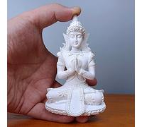 HYFAN Mini estatua de Buda de meditación armoniosa para yoga, coleccionable, escultura de Feng Shui, decoración para el hogar, oficina, estante de escritorio (blanco 1)