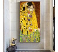 HYFBH Impresión en Lienzo Carteles artísticos Gustav Klimt El Beso Pinturas al óleo clásicas Arte Famoso Cuadro en Lienzo de Pared Decoración para el hogar 60x120cm (24x47in) Marco Interno