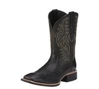 HYFEUOKF Botas altas for hombre, bordadas, estilo retro, hechas a mano, estilo vaquero, puntiagudas, con costuras a mano, for exteriores(Black,48)