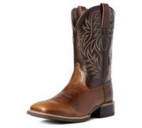 HYFEUOKF Botas altas for hombre, bordadas, estilo retro, hechas a mano, estilo vaquero, puntiagudas, con costuras a mano, for exteriores(Brown,44)