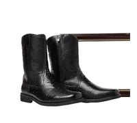 HYFEUOKF Botas clásicas retro bordadas de media caña for hombre, botas altas informales de cuero, botas vaqueras for hombre(Black,39)