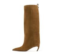 HYFEUOKF Botas hasta la rodilla ajustadas for mujer, tacones con punta puntiaguda, zapatos de banquete for desfiles, manga de otoño e invierno for mujer(41)