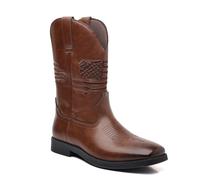 HYFEUOKF Botas vaqueras bordadas marrones, zapatos de piel sintética, botas étnicas retro for hombre, botas de moto, tallas grandes 48, botines for hombre(Brown,48)