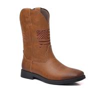 HYFEUOKF Botas vaqueras bordadas marrones, zapatos de piel sintética, botas étnicas retro for hombre, botas de moto, tallas grandes 48, botines for hombre(Khaki,40)