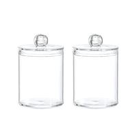 HYFEUOKF Caja circular for hisopos de algodón, cubierta de plástico transparente for el polvo, palillo de dientes simple, hermosa bola, palillo de hilo dental, almacenamiento de joyas(2pcs)