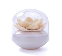 HYFEUOKF Caja for hisopos de algodón con tapa, soporte for palillos de dientes, organizador con forma de loto, accesorios de baño(Beige L)