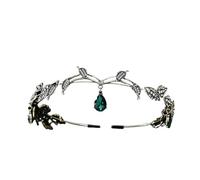 HYFEUOKF Corona ajustable for mujer, tocado de elfo, tocado de hada, tocado de princesa de elfo redondo Retro, boda nupcial, juego de rol, fiesta, baile(Brown)