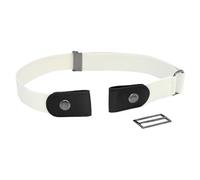 HYFEUOKF Elastic Invisible Leather Jeans Belt Without Buckle Easy Belts For Women Men Stretch No Hassle(White belt)