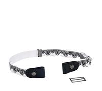 HYFEUOKF Elastic Invisible Leather Jeans Belt Without Buckle Easy Belts For Women Men Stretch No Hassle(White flower belt)