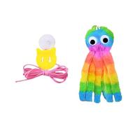 HYFEUOKF Juguete Colgante for Gatos con Forma de Pulpo y Sonido for aliviar el aburrimiento y estimular a tu Mascota. Incluye una Cuerda elástica de Peluche for Jugar con Ella.(Color4)