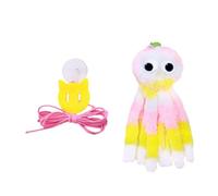 HYFEUOKF Juguete Colgante for Gatos con Forma de Pulpo y Sonido for aliviar el aburrimiento y estimular a tu Mascota. Incluye una Cuerda elástica de Peluche for Jugar con Ella.(Color2)