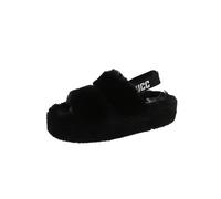 HYFEUOKF Pantuflas peludas for mujer for invierno, sandalias cálidas for interiores, elegantes y esponjosas, con punta abierta, zapatos de piso(Black,40)
