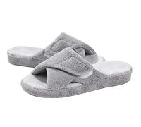 HYFEUOKF Pantuflas peludas Four Seasons for mujer, sandalias planas de algodón con punta abierta, informales, for interiores(Grey,41(9.8 inch))