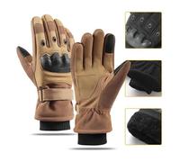 HYFEUOKF Winter Cold Proof Motorcycle Gloves Full Finger Glove Outdoor Sport Black Motocross Glove(A82 Brown Gloves,M)