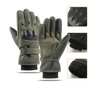 HYFEUOKF Winter Cold Proof Motorcycle Gloves Full Finger Glove Outdoor Sport Black Motocross Glove(A82 Green Gloves,L)