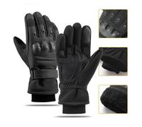 HYFEUOKF Winter Cold Proof Motorcycle Gloves Full Finger Glove Outdoor Sport Black Motocross Glove(A82 Black Gloves,L)