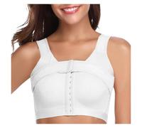 HYFEUOKF Women Post-Surgery Shaper Front Closure Bra Compression Posture Corrector Crop Top with Breast Support Band(White,L)