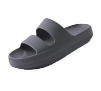 HYFEUOKF Zapatillas de nube for mujer, pantuflas de verano con plataforma al aire libre, zapatillas de ducha for el hogar, toboganes de playa for mujer(Grey,40(24.5cm))