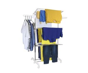 Hyfive Tendedero Airer Ropa Extra Grande de 3 Niveles de Acero Inoxidable Rampa de secar la Ropa se pliega para un fácil Almacenamiento