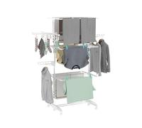 Hyfive - Tendedero de ropa extra grande de 4 niveles con fijación para calcetines de acero inoxidable, se pliega para un fácil almacenamiento