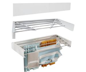 Hyfive Tendedero de ropa montado en la pared, estante de secado de ropa montado en la pared e interior, tendedero de ropa de baño, solución de secado de ropa que ahorra espacio, acero inoxidable