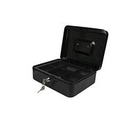 Hyfive® Una especie de caja chica 8" 200mm se suministran con 2 llaves y cambiar la bandeja extraíble, perfecto para el almacenamiento seguro de cambio suelto, Caja de metal negro